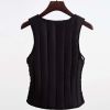 Women V-neck Padded Waistcoat Autumn Bodysuit Vest Winter Warm Quilted Vest Sleeveless Jacket; Black