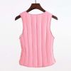 Women V-neck Padded Waistcoat Autumn Bodysuit Vest Winter Warm Quilted Vest Sleeveless Jacket; Pink