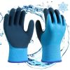 1 Pair Winter Working Gloves Warm Plush Lining Matte Coated Gloves Waterproof Hand Protector Housework Gardening Latex Gloves