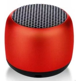 IPX5 Waterproof Mini Portable Bluetooth Speaker Metal HiFi TWS Interconnection Super Small Steel Stereo Wireless Loudspeaker (Color: Red)