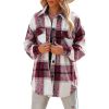 Flannel Plaid Jacket Long Sleeve Button Down Shirts Shacket