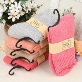 5Pairs Lot Winter Thickened Warm Woolen Socks Women's Striped Retro Wool New Year Christmas Gift Grils Socks TJ3140 (Color: 10)