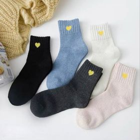 5Pairs Lot Winter Thickened Warm Woolen Socks Women's Striped Retro Wool New Year Christmas Gift Grils Socks TJ3140 (Color: 14)