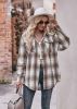 Women's Plaid Shacket Long Sleeve Button Down Flannel Shirts Plaid Jacket Coats With Chest Pocketed