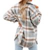Women Flannel Plaid Jacket Button Down Shirts Coats Shacket